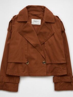 American Eagle Outfitters Cropped Trench Coat - Rust Brown